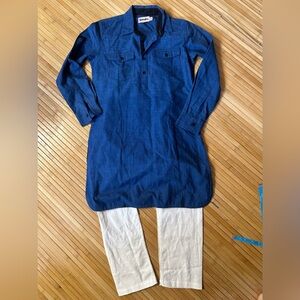FABINDIA - 2 piece KURTA & Churidar kids 8-10
BLUE & White